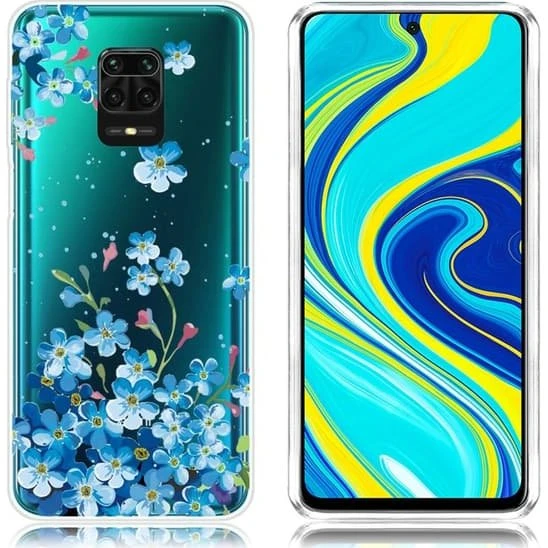 Deco Xiaomi Redmi Note 9 Pro/9S/9 Pro Max Cover - Blå blomster