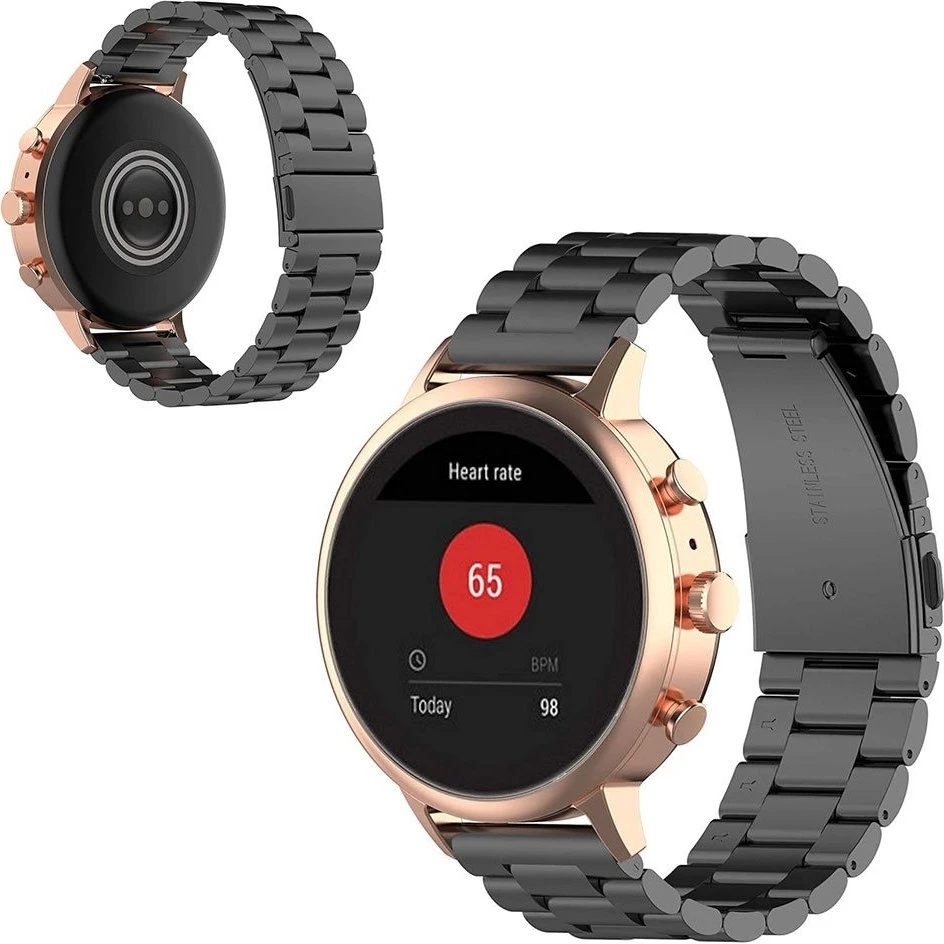 Garmin Vivoactive 4S urrem i sort rustfrit stål - 160mm