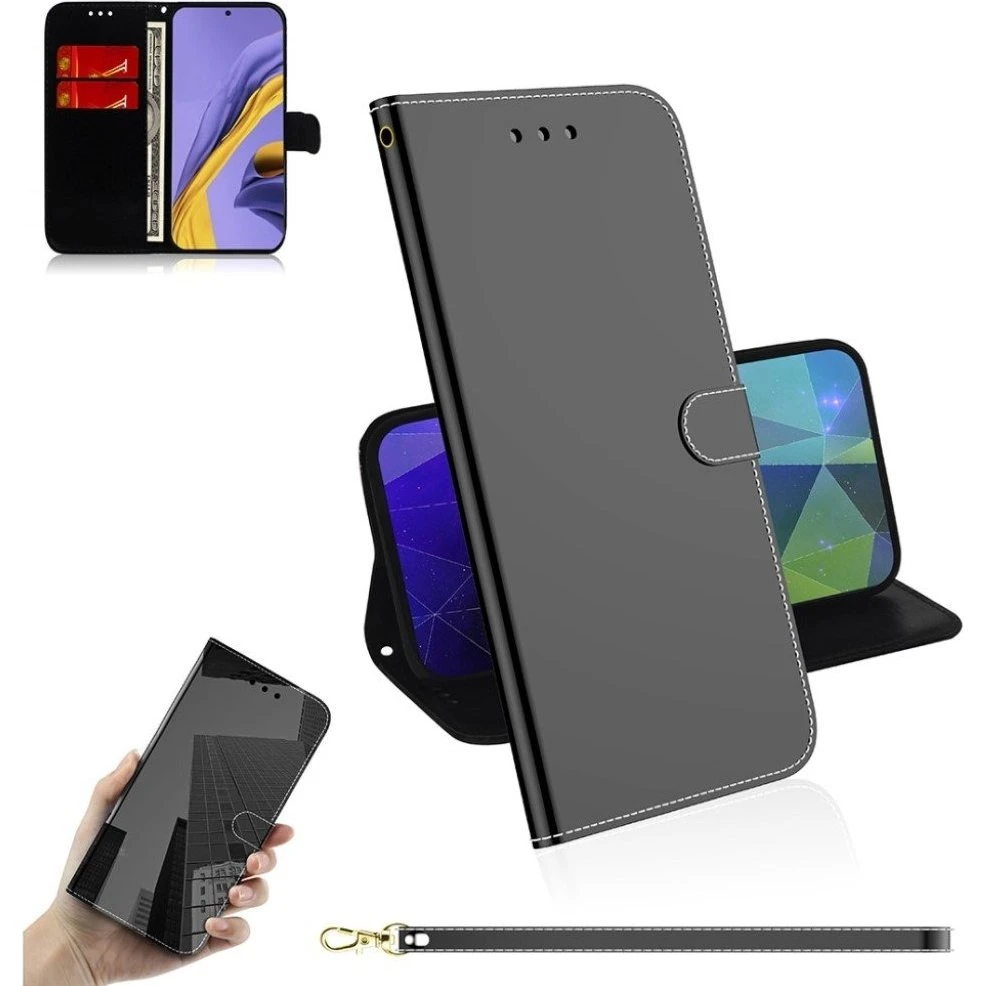 Samsung Galaxy A51 Mirror Flip Etui - Sort