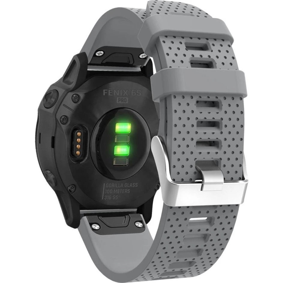 Garmin Fenix 6S Silikone Urrem - Grå (110-195mm)