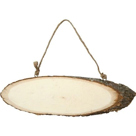 Dørskilt i træ med barkkant 23–28 cm