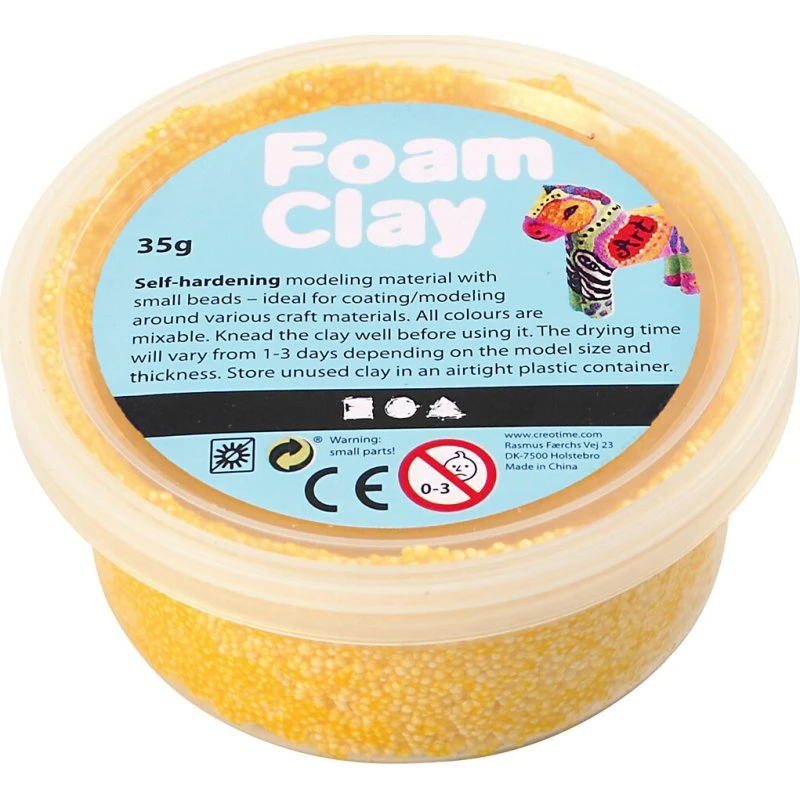Foam Clay Gul 35 g – Selvhærdende modellervoks