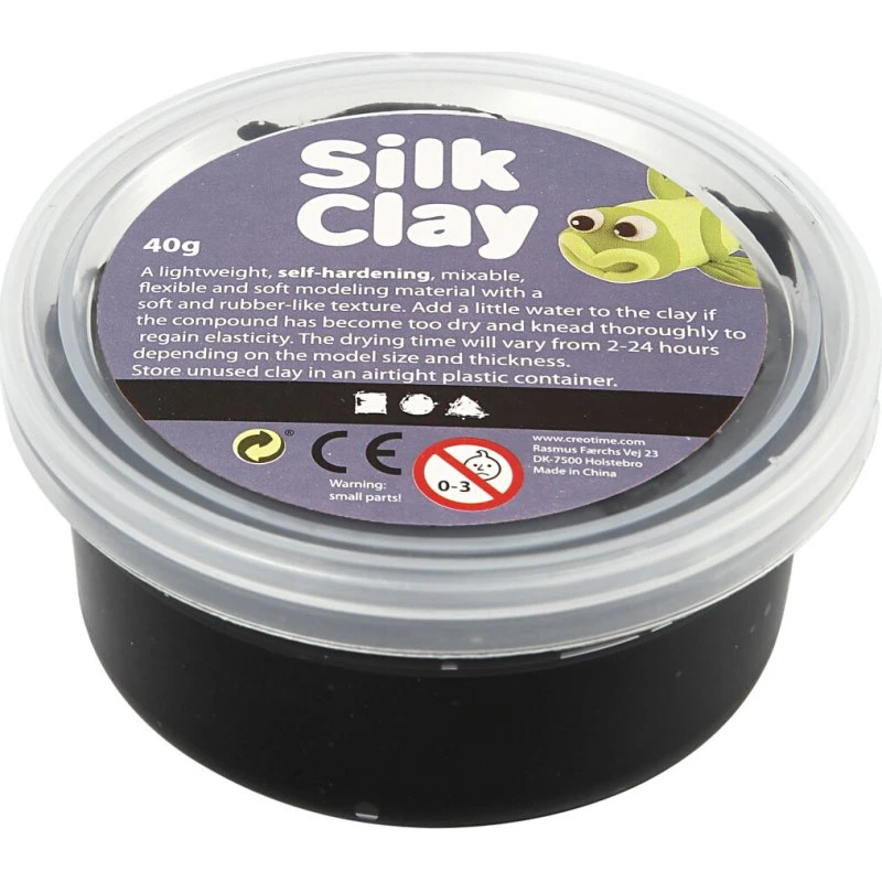 Silk Clay Sort 40 g – Selvhærdende modelleringsmasse