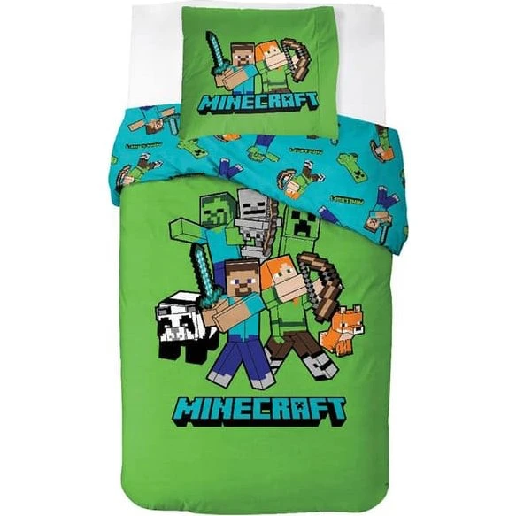 Minecraft Klassisk Crew Sengesæt 140x200 cm i 100% bomuld