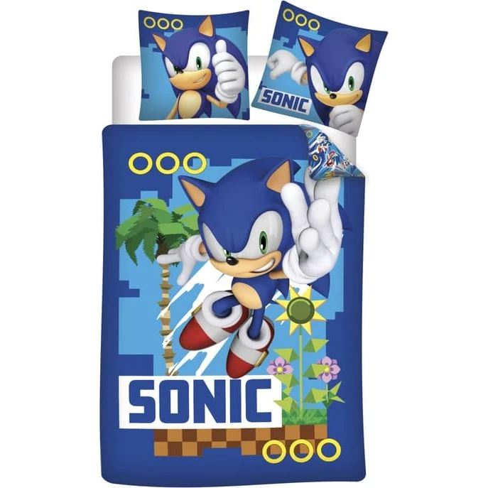 Sonic the Hedgehog Sengetøjssæt i 100% bomuld, 140x200 cm