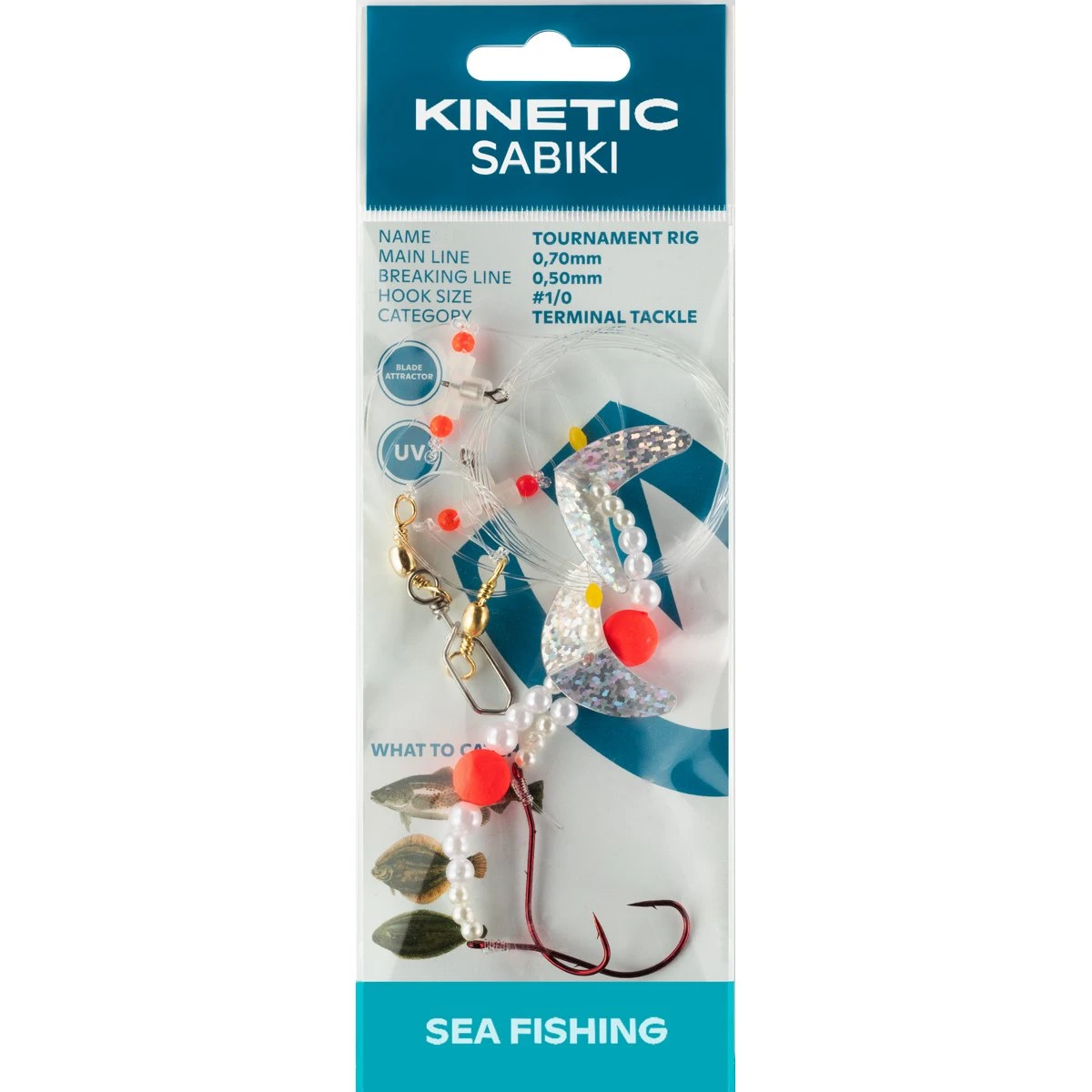 Kinetic Sabiki Tournament Fladfiskforfang #1/0 Pink Pearl/Silver