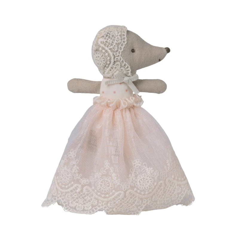 Maileg Babymus i rosa dåbskjole