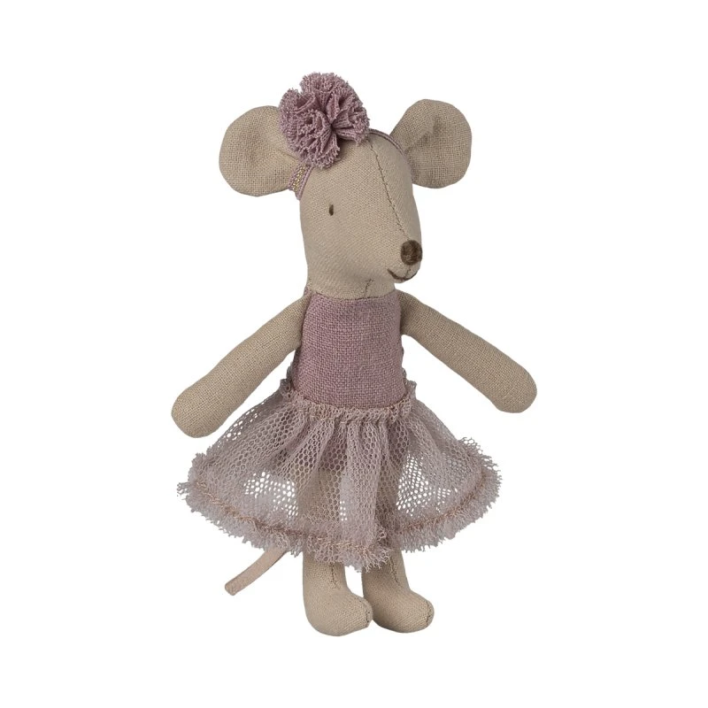Maileg Ballerinamus Lillesøster - Lilla kjole - 11 cm