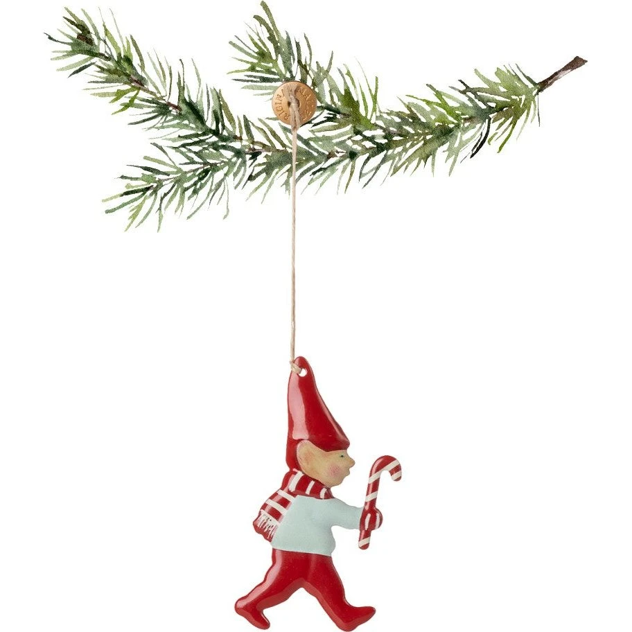 Maileg Metal Nisse med Sukkerstok - Juleornament