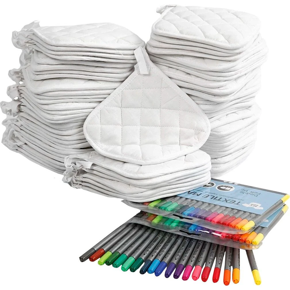 Easykit Grydelapper med Tusch - 80 stk. bomuld & 72 tuscher