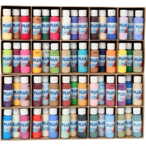 Plus Color Hobbymaling, Assorterede Farver, 60x60ml