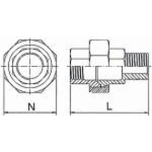 Union 3/4'' muffe/nippel i rustfri AISI 316