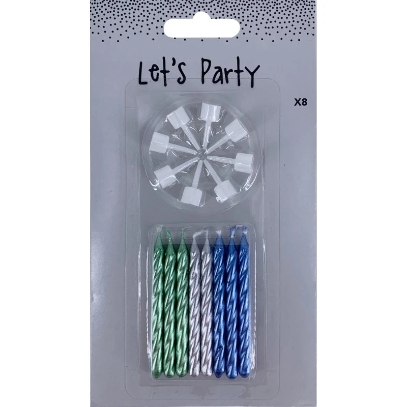 Kagelys med holder - 8 stk (dreng)