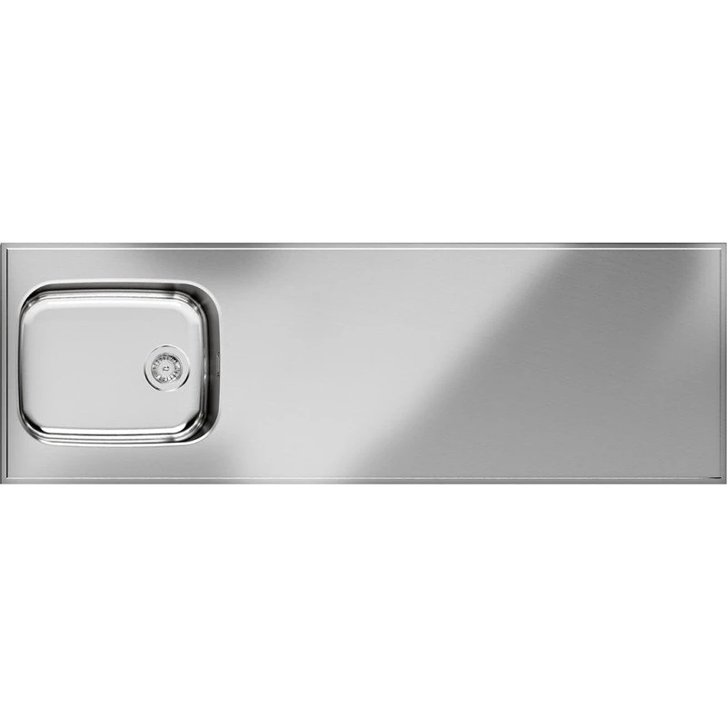 Purus Basic F stålbord med vask, 180x60 cm, rustfrit stål