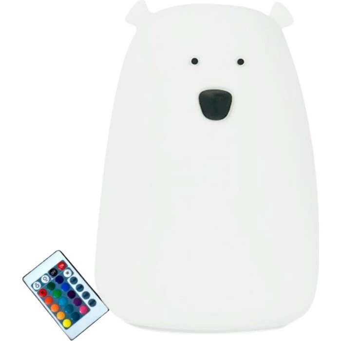 Rabbit & Friends silikone natlampe 16 cm (USB) med fjernbetjening - hvid