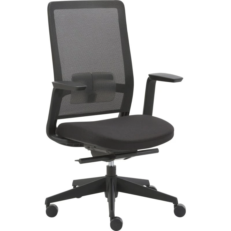 Ergonomisk Kontorstol med Netryg og Armlæn – Sort