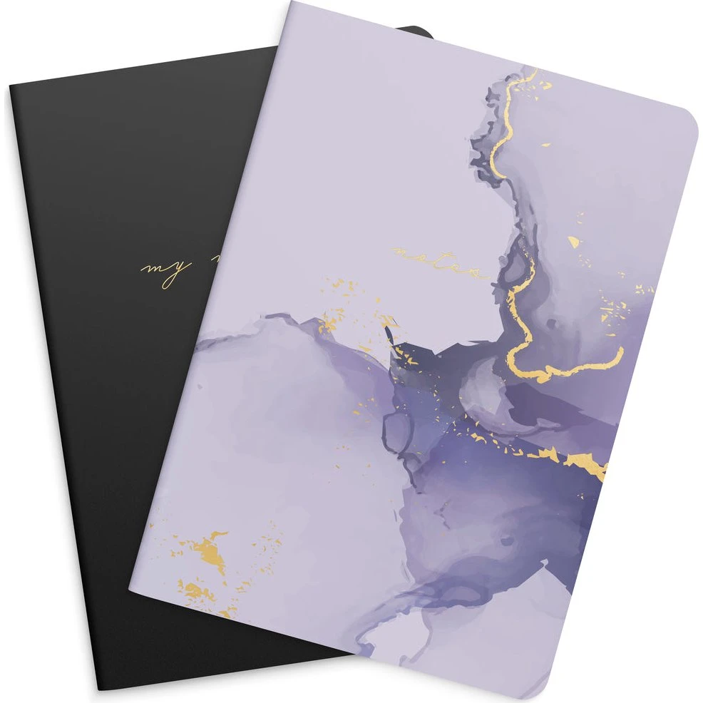 Burde Notebook Lilac & Black 2-pak - 80 sider