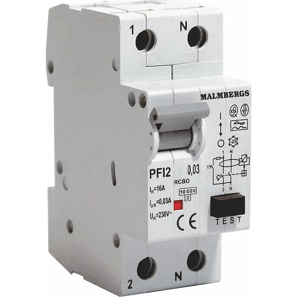 Kombiafbryder 16A 1P+N 30mA 2M (HPFI type A)