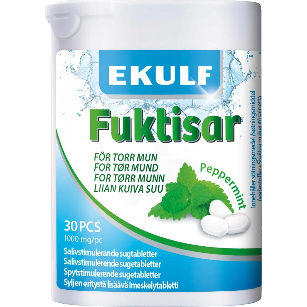 EKULF Fuktisar Peppermint - Sukkerfri sugetabletter mod tør mund (30 stk)