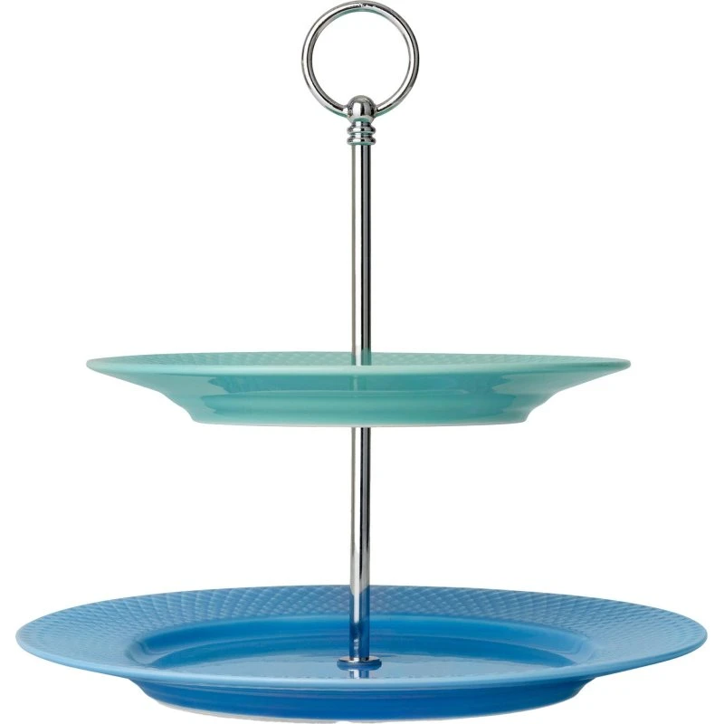 Lyngby Porcelæn Rhombe Color Etagere 27 cm (Blå/Grøn)