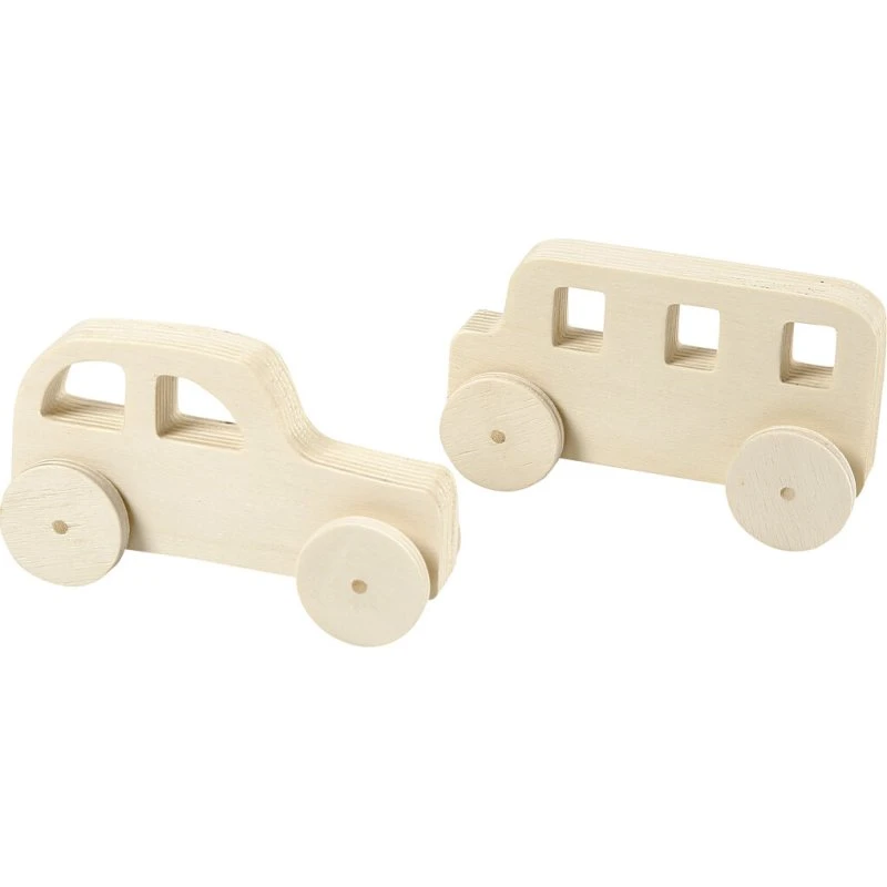 Træbiler sæt 2 stk – 12x3,5x6 cm
