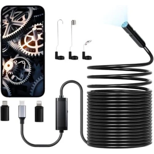 Endoskopkamera 1920P HD Boreskop med 15m kabel til iOS og Android