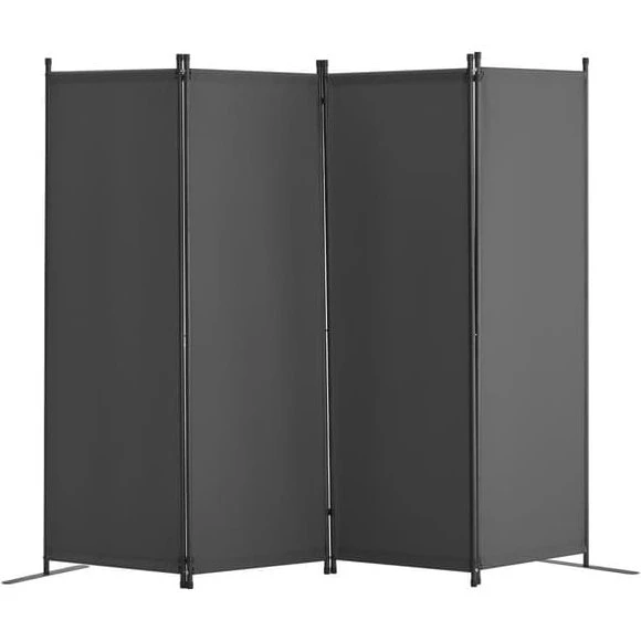 Grå 4-panels rumdeler – Foldbar privatskærm i polyester