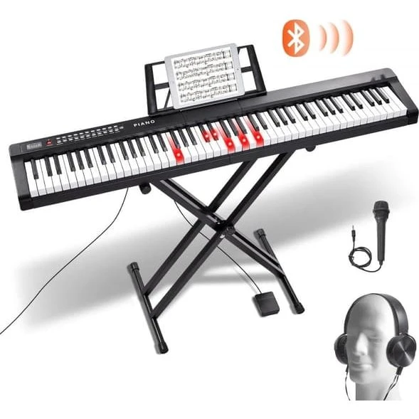 88-tasters digitalt keyboard med stativ og semi-vægtede tangenter