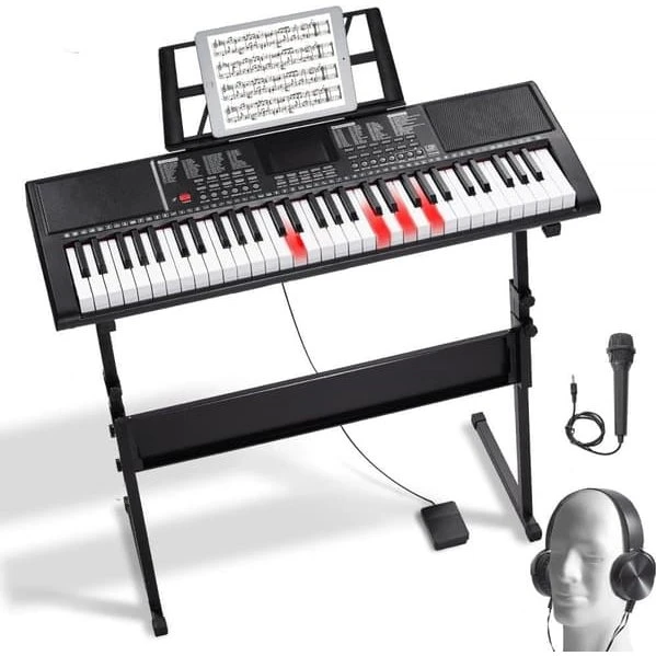 61-tasters digitalt keyboard-piano med lysende tangenter