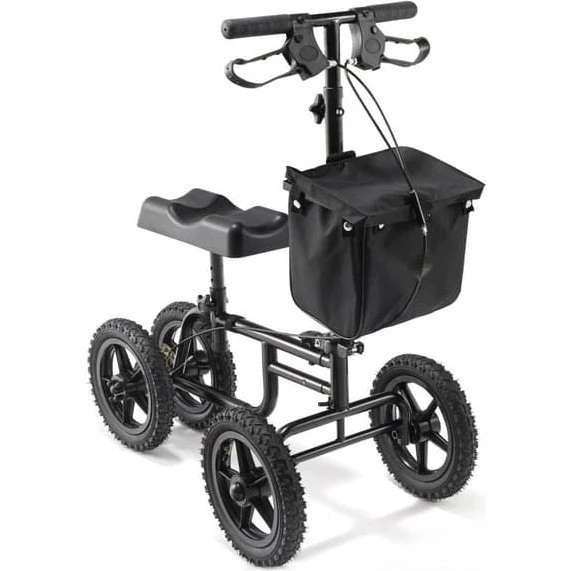 Sammenklappelig Knæ Scooter med Styrbar Walker og 12 Hjul