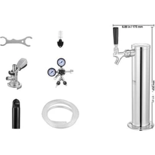 VEVOR Kegerator Tårn Sæt med Dobbelt Regulator og 1 Vandhane
