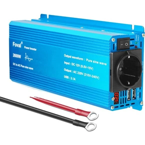 Ren Sinuskurve Inverter 12V til 220V - 1000W-2600W Spidskraft