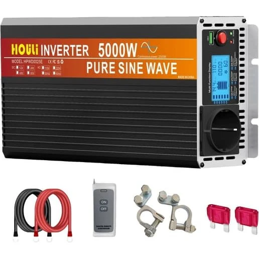 Ren Sinus 5000W Inverter 12V til 230V med fjernbetjening