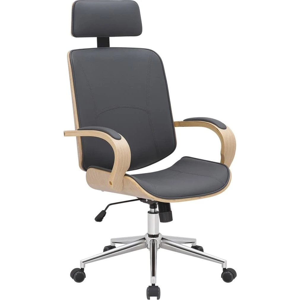 Ergonomisk kontorstol i kunstlæder med justerbart ryglæn