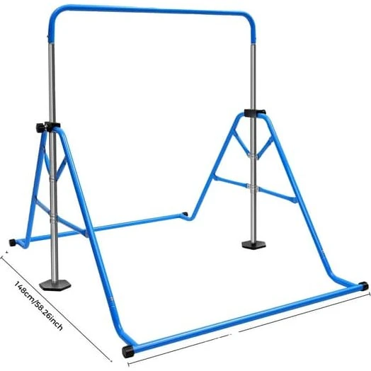 Gymnastikstang, Blå, Justerbar 115-155 cm, Max 100 kg