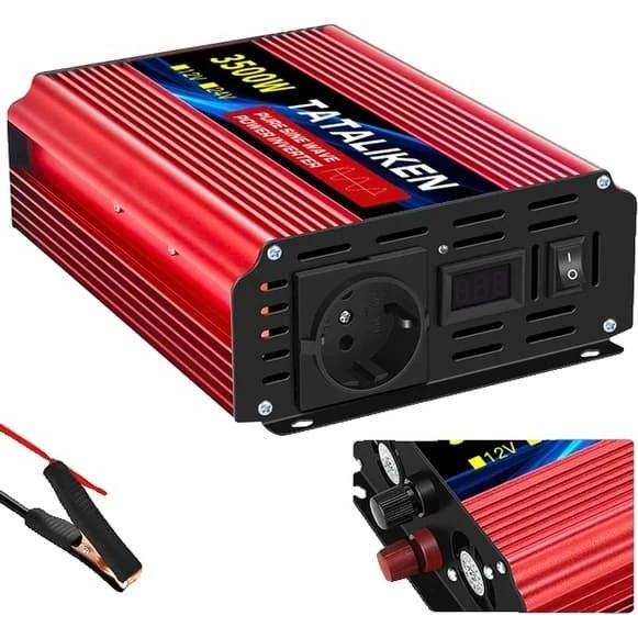 Ren Sinus Inverter 4000W - 12V til 230V med LCD-skærm