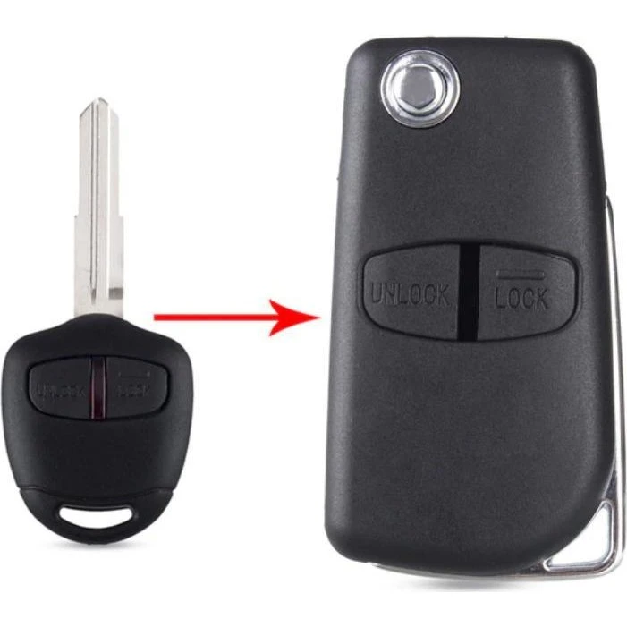 Mitsubishi Remote Key Shell - 2/3 knapper - Sort