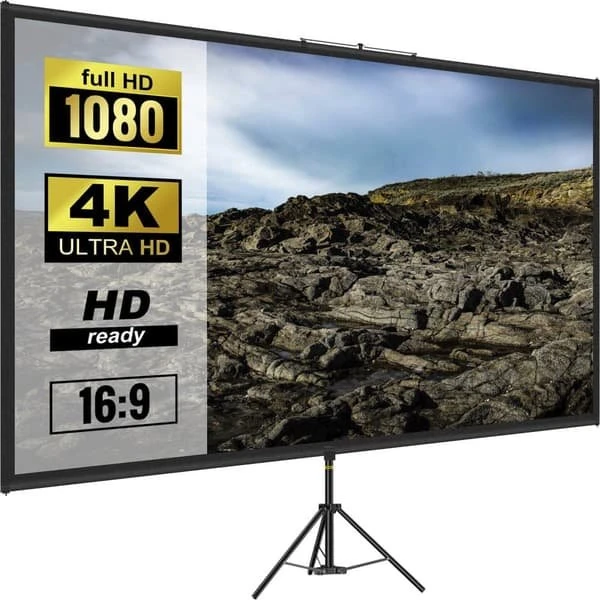 70" Projektorskærm med stativ, 16:9 4K HD, rynkefri & justerbar