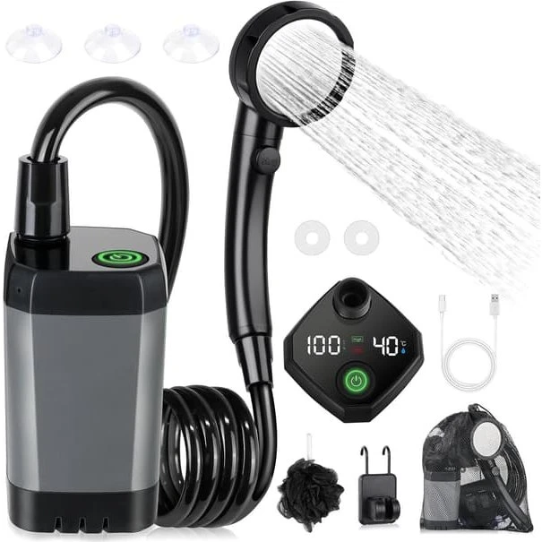 Bærbar Campingbruser - Genopladelig 8000mAh - Sort