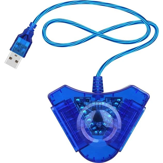 USB-adapter til Sony PS1 & PS2 controller til PC - Blå