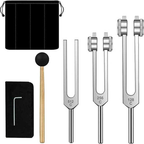 Stemmegaffelsæt 128, 256 & 512 Hz i aluminiumslegering
