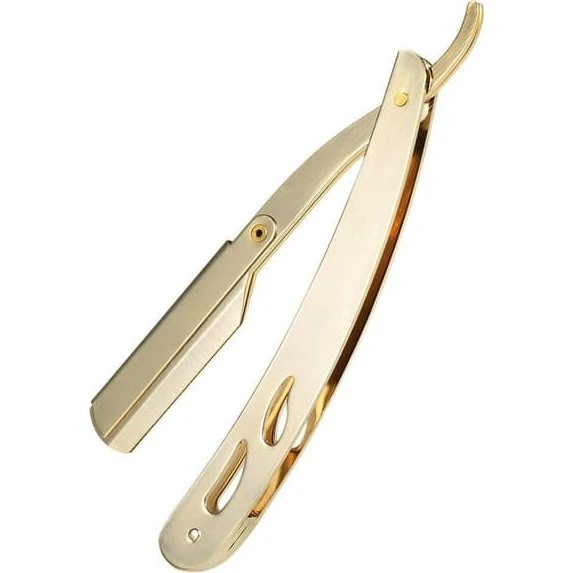 Guld Barberkniv i rustfrit stål med udskiftelige blade