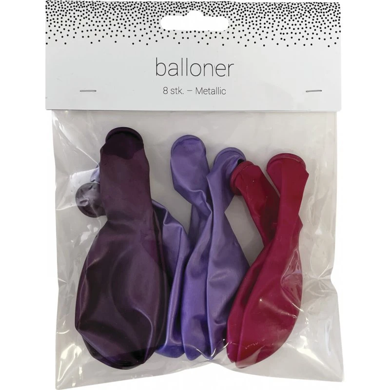 Balloner 8 stk 23 cm Lilla Metallic Mix