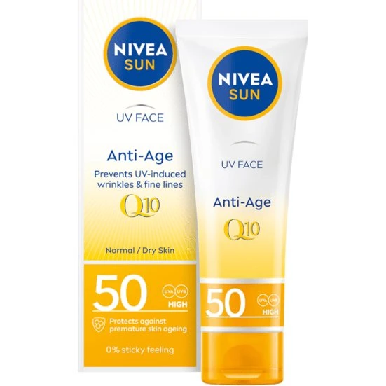 Nivea Sun Anti-Age Q10 ansigtscrème mod rynker SPF 50, 50 ml