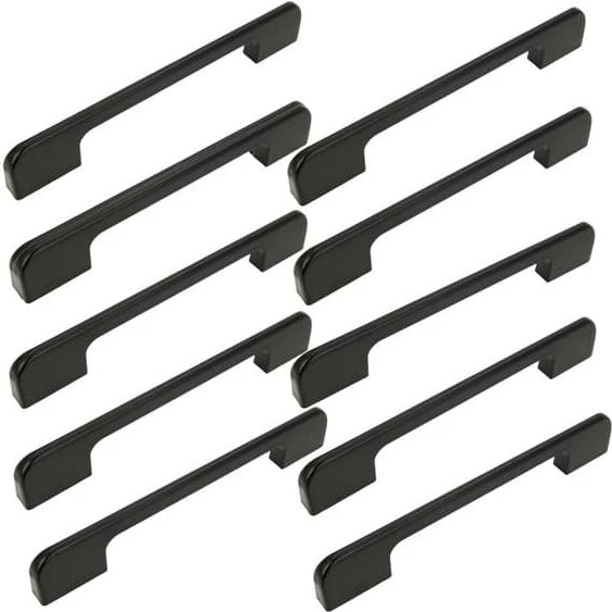 10 x Sorte møbelgreb 128 mm i mat aluminium