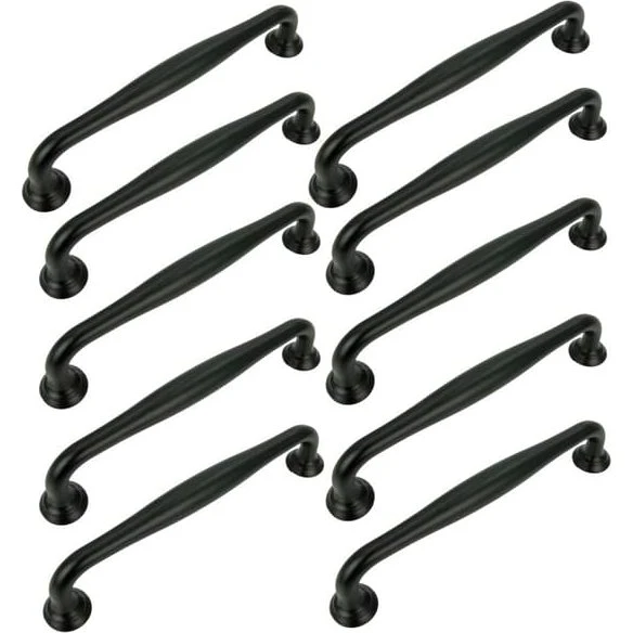 10 x Sorte møbelgreb 128 mm i mat aluminium