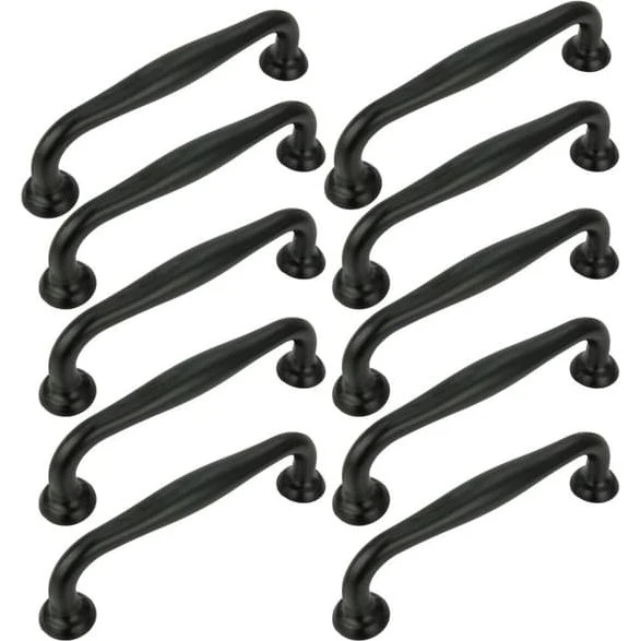 10 x Sorte møbelgreb 96 mm i mat aluminium