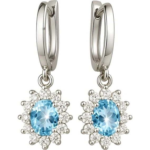 Sølvøreringe med blå Swarovski-krystal og zirkoner