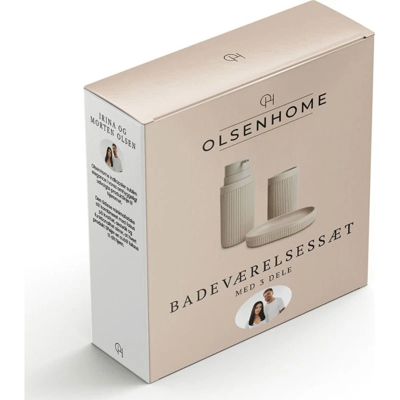 Olsen Home Badeværelsessæt 3 dele - Light Warm Grey