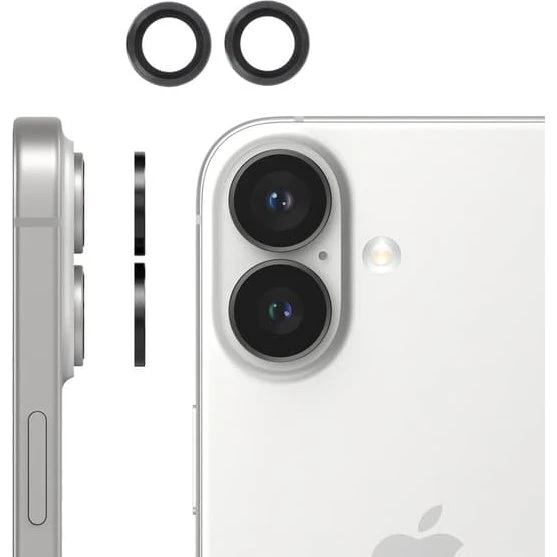 2-pak iPhone 16 Plus 9H Kamerabeskyttelse med aluminiumsramme